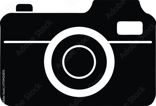 Digital Camera Silhouette Vector Illustration. DSLR Camera Silhouette - Simple Vector Icon