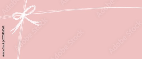 ピンクの背景に白いリボン