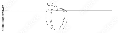 Continuous line drawing of a bell pepper