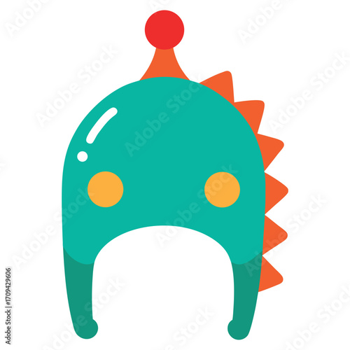 Child Dinosaur Knitted Animal Hat with Colorful Spines Vector