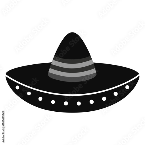Traditional Mexican Sombrero Charro with Silver Embroidery Vector