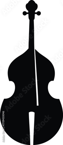 Double Bass Silhouette Vector, Jazz Double Bass Silhouette, Elegant Vector Art