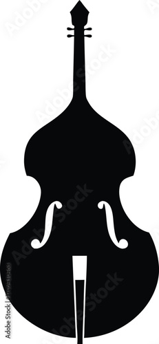 Double Bass Silhouette Vector, Jazz Double Bass Silhouette, Elegant Vector Art, Jazz Double Bass Silhouette - Elegant Vector Illustration