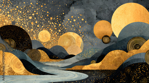 Dark Gold Abstract Illustration – Modern Luxury Art Design