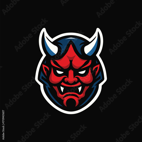 Japanese oni devil design vector art illustration