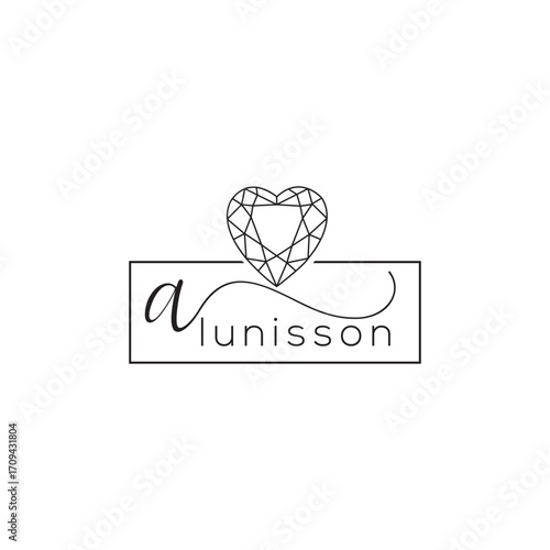 The Alunisson logo features a heart-shaped diamond above the brand name, creating an elegant and modern design. This logo is isolated on a white background.