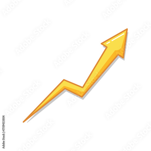 Upward trending arrow in yellow color