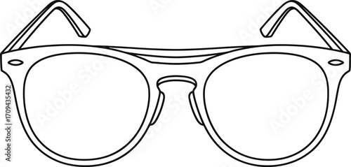 Minimalist black and white illustration of sleek sunglasses. Perfect for style-focused designs, this image speaks to fashion and accessory.
