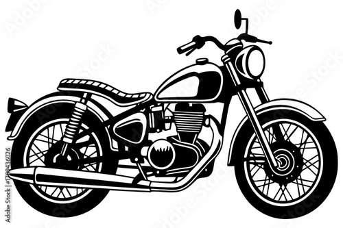 Classic Vintage Motorcycle Vector Illustration – Retro Bike Art Design