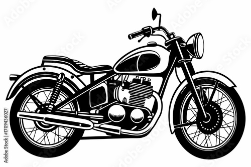 Classic Vintage Motorcycle Vector Illustration – Retro Bike Art Design