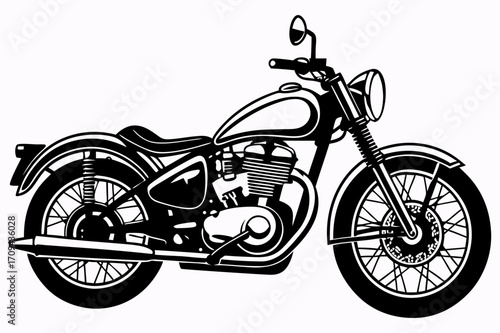 Classic Vintage Motorcycle Vector Illustration – Retro Bike Art Design