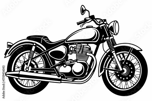 Classic Vintage Motorcycle Vector Illustration – Retro Bike Art Design