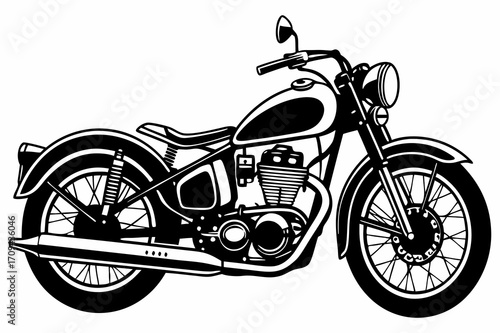 Classic Vintage Motorcycle Vector Illustration – Retro Bike Art Design