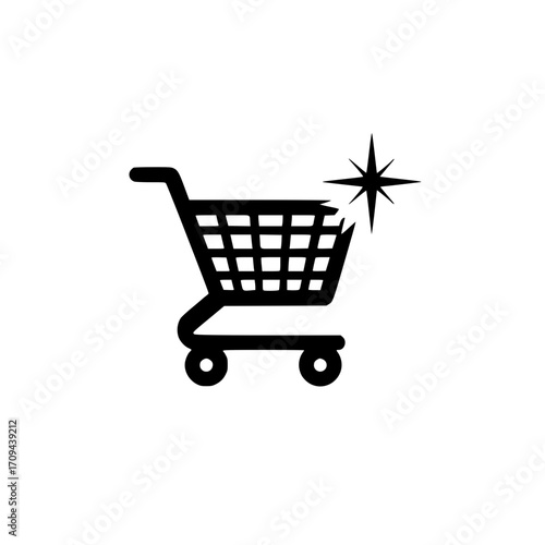 Conceptual design of star icon inside shopping cart depicting top choice and customer favorite