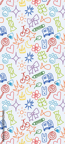 seamless pattern with colorful objects