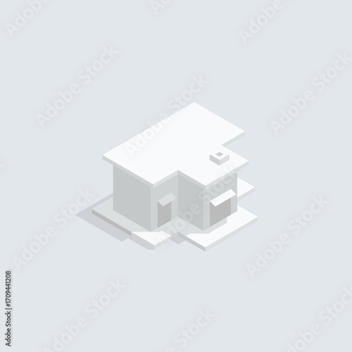 real estate concept  A light gray 3D illustration of a small white building