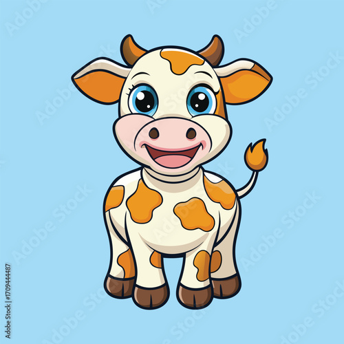 Cute Cartoon Dairy Cow Character Farm Animal Vector Illustration,generative ai	
