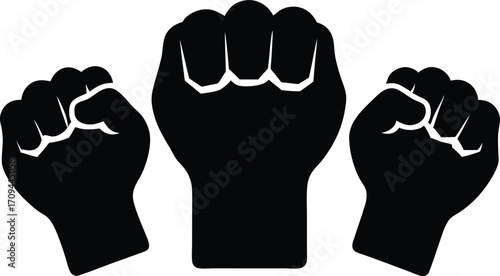 Fists Silhouette Vector, Vector Art of Clenched Fists Silhouette Illustration.