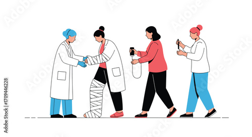 Medical professionals collaborate to assist patients with their health journeys.
