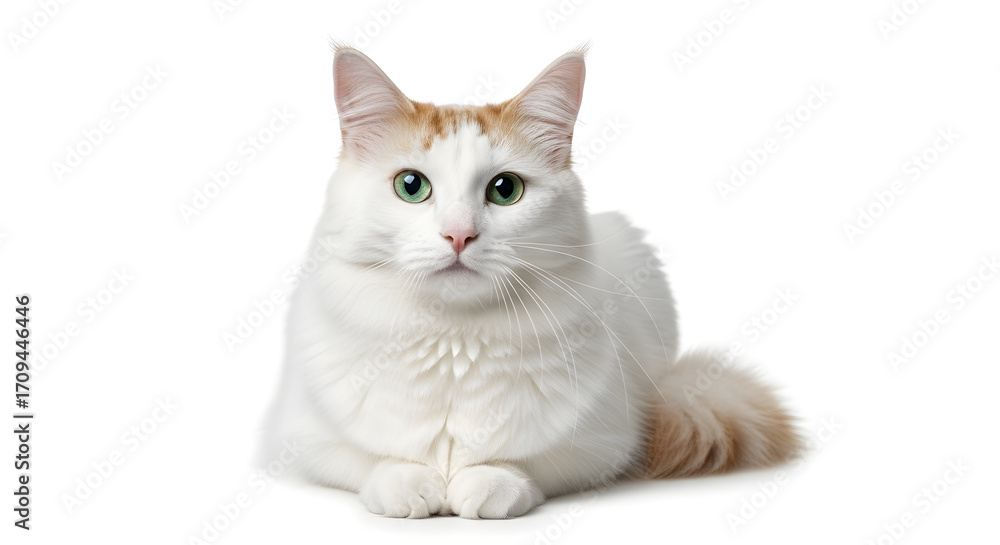 Fototapeta premium Various Cat Portraits on White Background – Cute and Clean Pet Photography Collection
