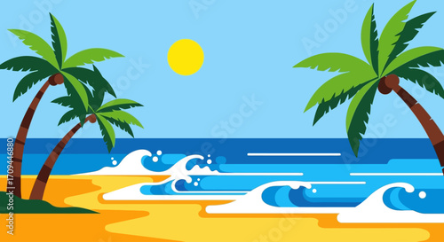 tropical beach with palm trees