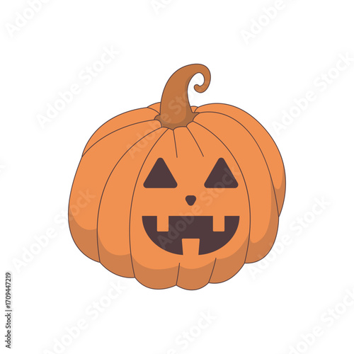 Cute Jack-O’-Lantern Pumpkin Illustration