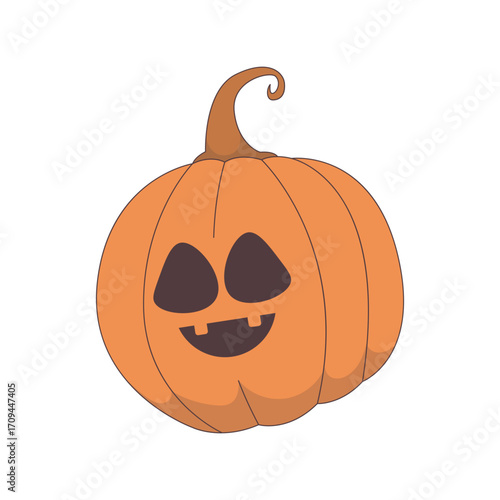 Cute Jack-O’-Lantern Pumpkin Illustration