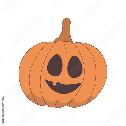 Cute Jack-O’-Lantern Pumpkin Illustration