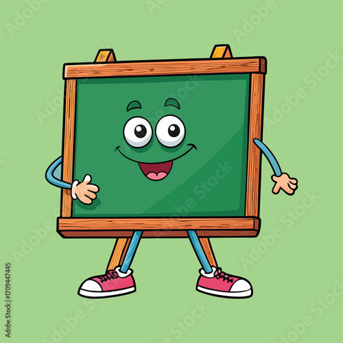 Happy cartoon blackboard with arms and shoes vector illustration,generative ai