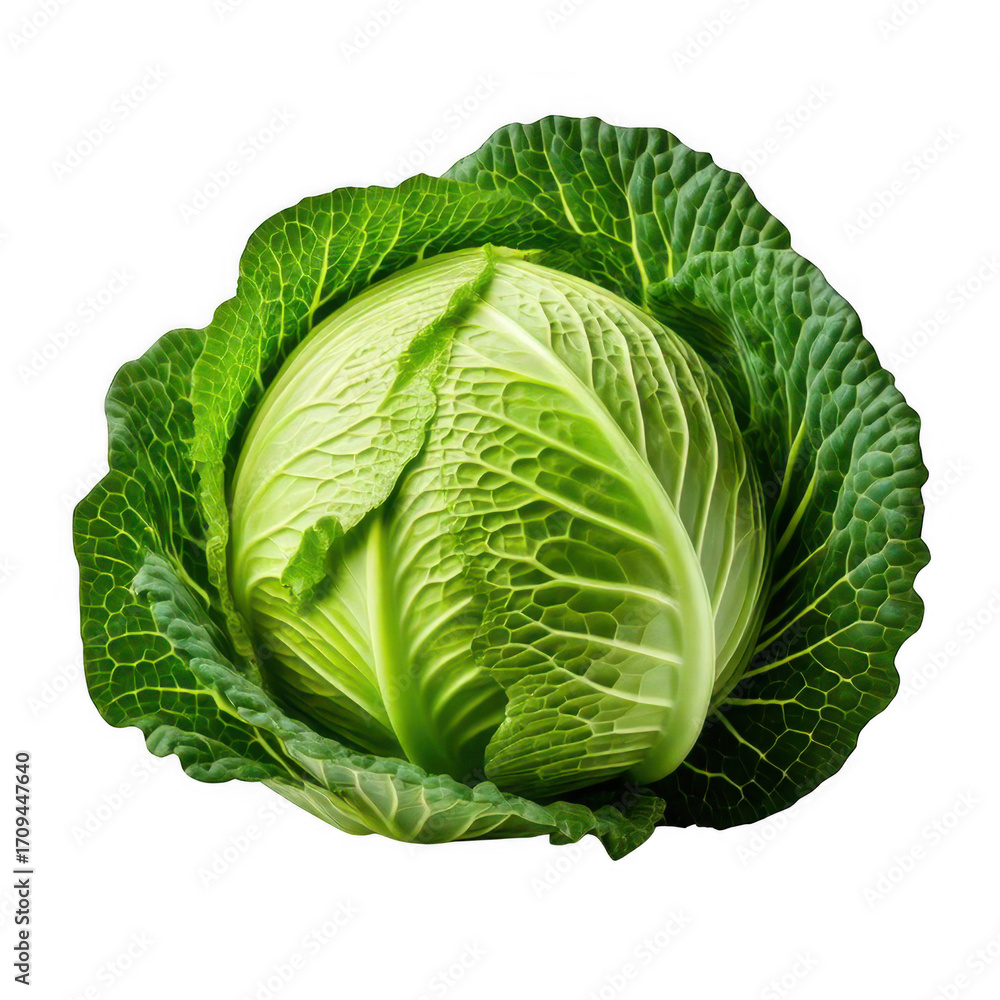 Obraz premium head of fresh cabbage isolated on white or transparent