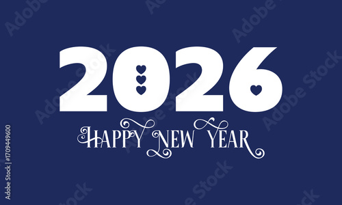 Happy New Year 2026 festive design featuring modern numbers, glowing lights, confetti, and fireworks. Great for holiday greetings, luxury invitations, seasonal banners, social media templates.