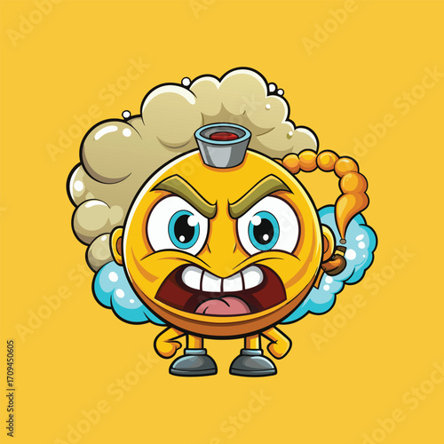 Angry steaming cartoon emoji face vector illustration in style,Generative Ai