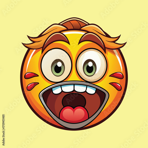 Surprised shocked cartoon emoji face vector illustration,Generative Ai