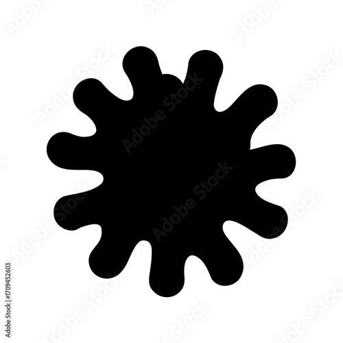 Abstract black ink splatter with organic feel on a white background