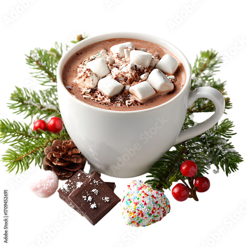 Christmas hot chocolate cocoa with marshmallows png 