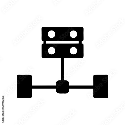 Black and White Server Network Connection Diagram Depicting Data Flow and Infrastructure