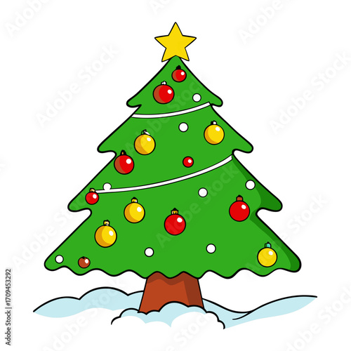 Christmas tree with ornaments illustration