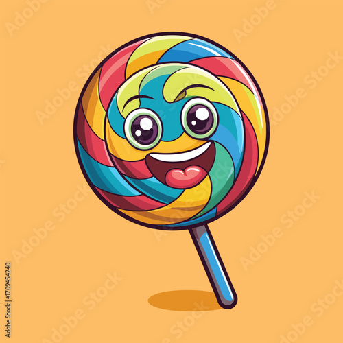 Happy lollipop candy character vector illustration in cartoon style,Generative Ai