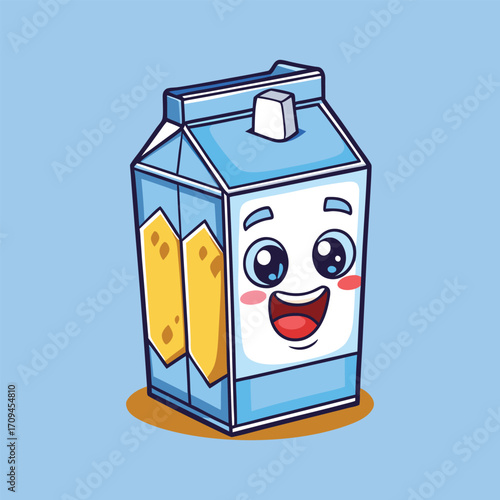 Cute milk carton mascot vector illustration in cartoon style,Generative Ai