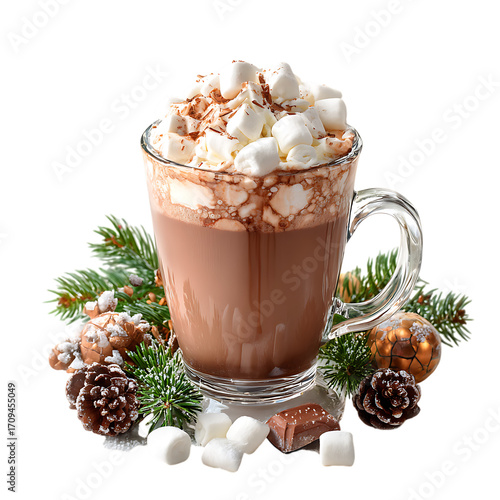 Christmas hot chocolate cocoa with marshmallows png 