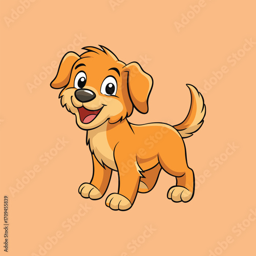 Playful golden puppy cartoon mascot character vector illustration design,Generative Ai
