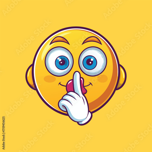 Shhh emoji silence face vector illustration cute cartoon character,Generative Ai