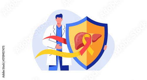 Medical professional offering protection and awareness for liver health, symbolizing dedicated support for disease prevention, treatment, and ongoing care