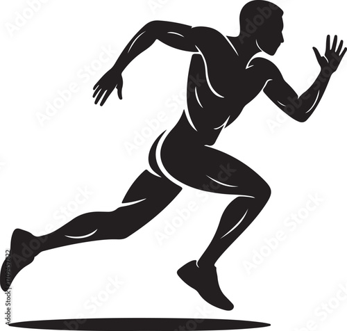 Powerful Silhouette of a Running Athlete