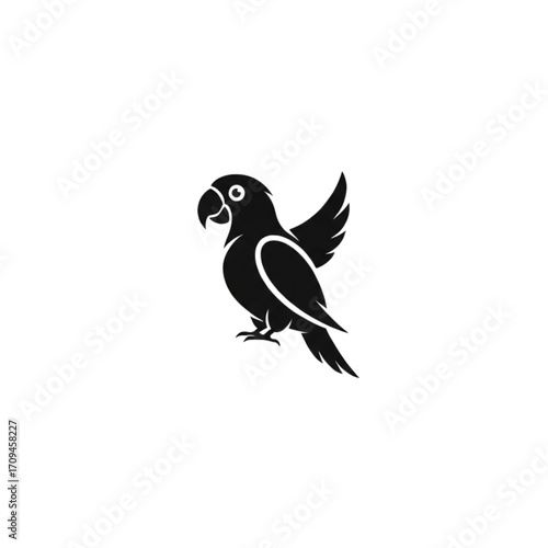 Bold parrot logo with wings spread, perfect for branding, pet stores, or tropical themes