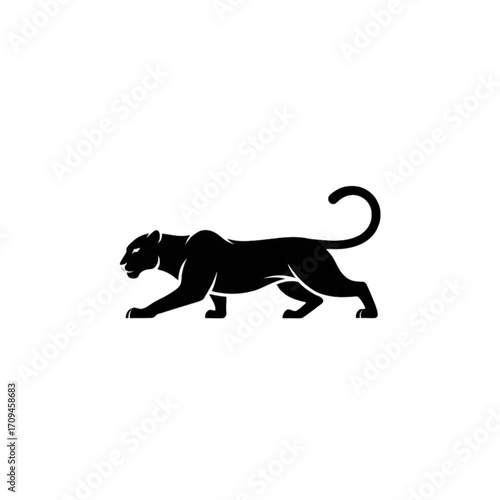Sleek black panther silhouette prowling with power, perfect for logo design and branding assets