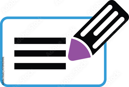 Pencil writing on paper icon isolated on white background representing note taking