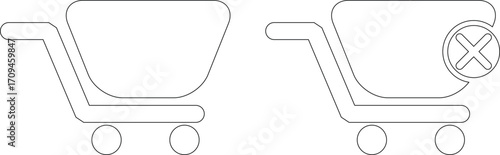 Shopping cart icon set isolated on white background for online store use