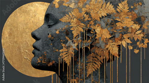 Dark Gold Abstract Illustration – Modern Luxury Art Design
