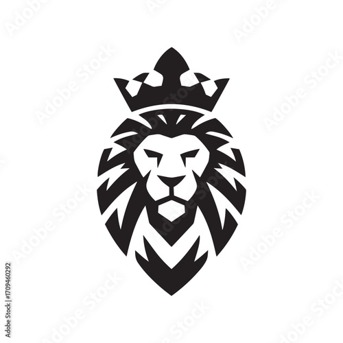 Majestic King Lion Head with a Royal Crown - Powerful and Noble Mascot Design